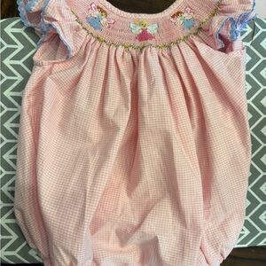 Hand Smocked Pink Gingham Kids Bubble